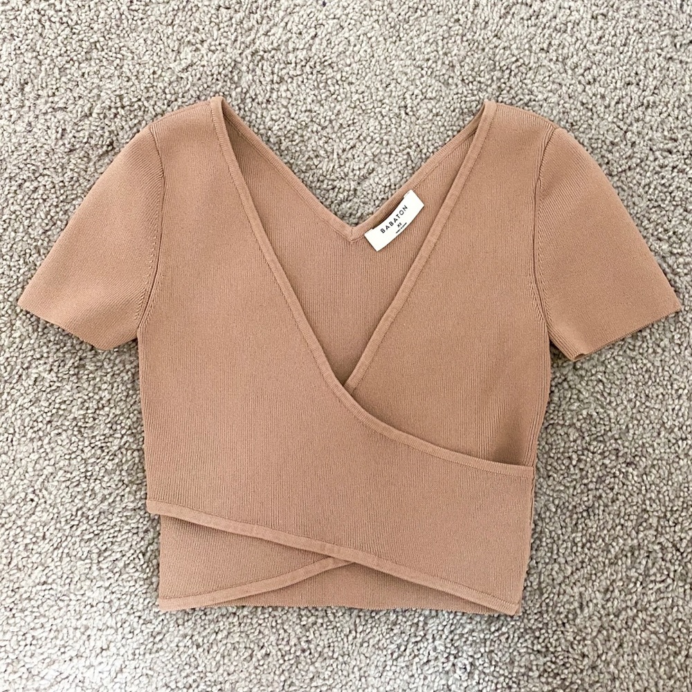 Aritzia Babaton Sculpt Knit Cross-Front Top